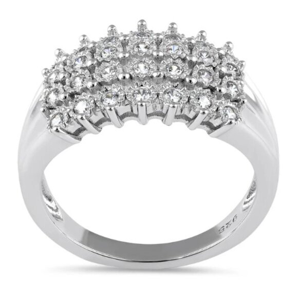 925 STERLING SILVER 4 Row Pave Cubic Zirconia Ring - Picture 13 of 13